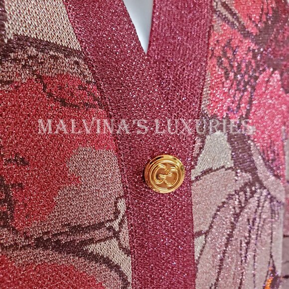 GUCCI SWEATER NOJUM LUREX FLORAL CARDIGAN VOLUMINOUS SLEEVES sz L LARGE - Picture 8 of 16